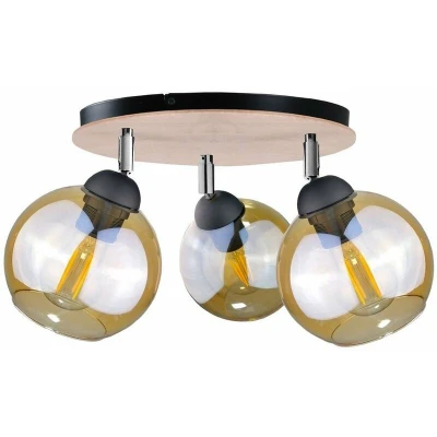 Image of Thea Ceiling Spotlight Clusters Wood, 30cm, 3x E27