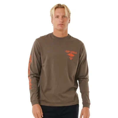 Image of Rip Curl Men&#039;s Fade Out Icon Long Sleeve T Shirt, Rock, Medium