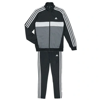 Image of adidas Unisex Kids Tiberio 3 Stripes Colorblock Shiny Track Suit Kids, Black/White/Grey Five, 4 Years