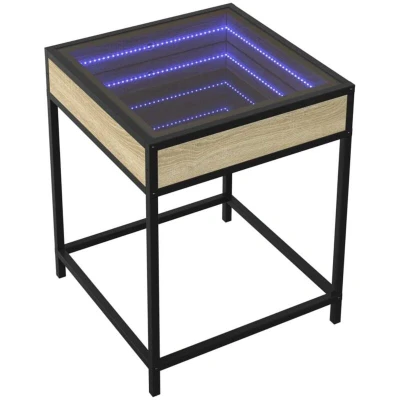 Image of vidaXL Bedside Table with Infinity LED Sonoma Oak 40x40x51 cm