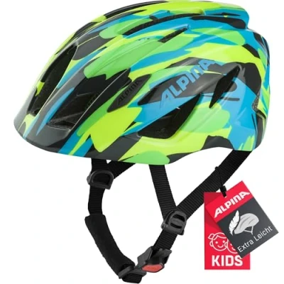 Image of ALPINA Unisex Children, PICO cycling helmet, neon green blue gloss, 50 55 cm