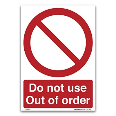 Image of Do not use, Out of order, A4 297x210mm, Self adhesive Vinyl Sticker, Prohibition Safety Signs