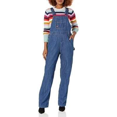 Image of Dickies, Women&#039;s, BIB RELAXED STRAIGHT, MEDIUM STONEWASH, L