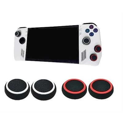 Image of GIOPUEY Joystick Thumb Stick Grips Cap Compatible with ASUS ROG Ally/Ally X, 4 Pack Silicone Grip Caps Protective Case Cover, Soft Anti Slip Red+Black