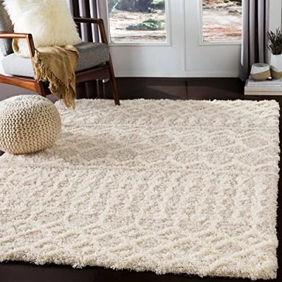 Image of Surya Dubai Modern Area Rugs Living Room, Soft Shaggy for Bedroom Abstract Berber Fluffy Rug, Easy Care Plush Thick Pile Large Rug 160x220cm Beige