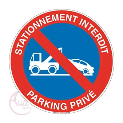 Image of AUA SIGNALETIQUE Panneau Stationnement Interdit Parking Privé 2 Ø 200 mm, Aluminium Dibond 3mm