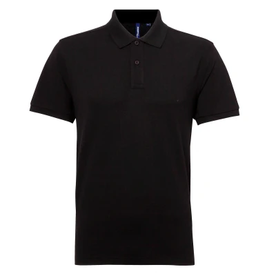 Image of Asquith &amp; Fox Mens Short Sleeve Performance Blend Polo Shirt (Black) Size Small