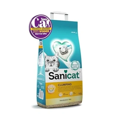 Image of Sanicat Clumping Unscented Cat Litter Made of natural minerals with guaranteed odour control Absorbs moisture and makes cleaning easier 10 L capacity