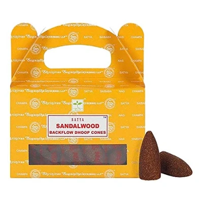 Image of ETHNICITI Satya Genuine Nag Champa Backflow Incense Cones 24 1 Pack (Sandalwood)