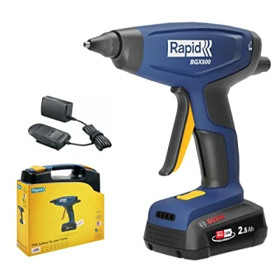 Image of Rapid BGX500 18V P4A Battery Powered Cordless Glue Gun DIY with Quick Warm Up, Flow Adjuster, LED Heat Indicator, Perfect for and Installation, Charger (5001515)