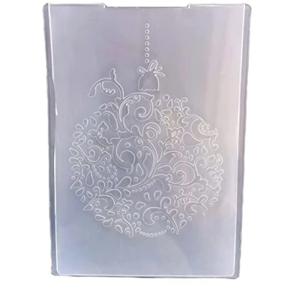 Image of WooYangFun Merry Christmas Ball Embossing Folder for Card Making Floral DIY Plastic Scrapbooking Photo Album Paper Craft Decoration Template Mold