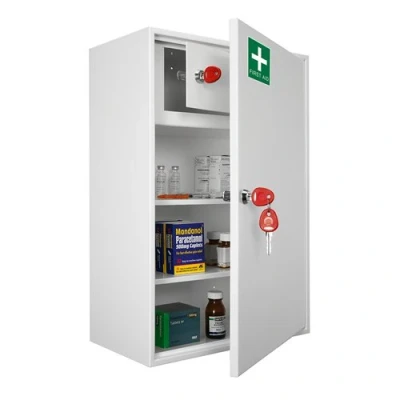 Image of Medical Cabinet First Aid Storage Key Locking Safe (Large)