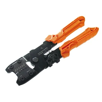 Image of Precision Universal Crimping Tool with Inter Changeable die Plates (Size S) Handy Crimp Tool. Made in Japan. ENGINEER pad 11,Orange
