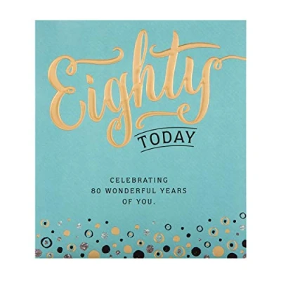 Image of 80TH Birthday Card from Hallmark Embossed Text Design