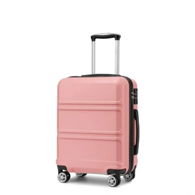 Image of Kono Carry on Suitcase Hand Small Cabin Luggage Hard Shell Lightweight Travel Trolley with TSA Lock and Sturdy 4 Spinner Wheels,(Nude,Cabin 20&quot;)