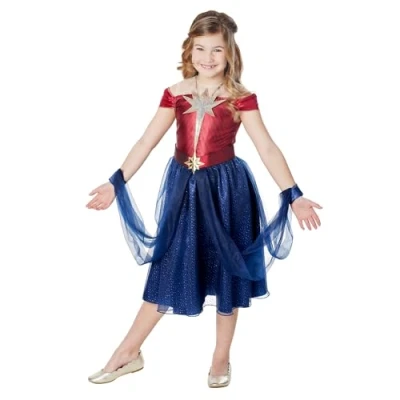 Image of Rubie&#039;s 3016633 4000 Captain Marvel Girls Dress Kids Fancy, Multi, Age 3 4 Years