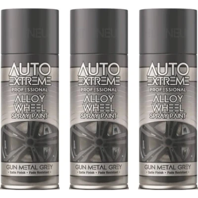 Image of HitlineUK 3 x 400ml Alloy Wheel Grey Spray Paint Premium Corrosion Resistant Restore &amp; Refurbish with Ideal for Wheels