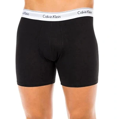 Image of Calvin Klein Men&#039;s Plus Size 2 Pack Boxer Briefs Modern Cotton, Black (BLACK 001), Large