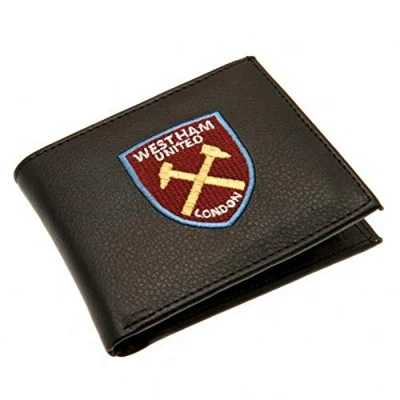 Image of West Ham FC Mens Official Leather Wallet With Embroidered Football Crest (One Size) (Black)