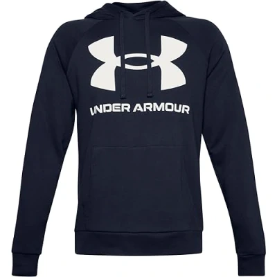 Image of Under Armour men Rival Fleece Big Logo HD, Sporty running hoodie with loose fit, comfortable and warm hooded jumper for