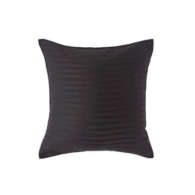Image of HOMESCAPES Black Pure Egyptian Cotton Euro Size Pillowcase 40 x cm 330 TC 500 Thread Count Percale Equivalent Satin Stripe Pillow Case with Zip