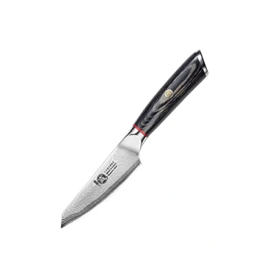 Image of MITSUMOTO SAKARI 4 inch Professional Small Fruit Knife, Hand Forged Classic Kitchen Paring Japanese AUS 10 Damascus Petty Chef&#039;s Knife (PakkaWood Handle &amp; Sandalwood Box)