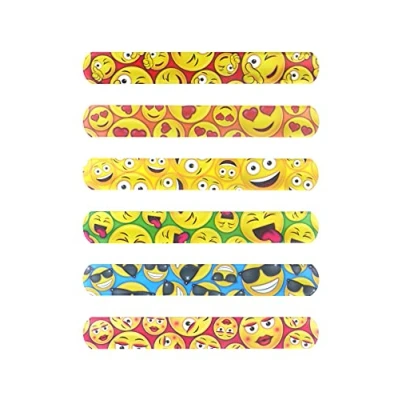 Image of HENBRANDT 1x Smile Yellow Smiling Snap Bracelet for Kids Party Bag Fillers Slap Band Boys and Girls Wristband
