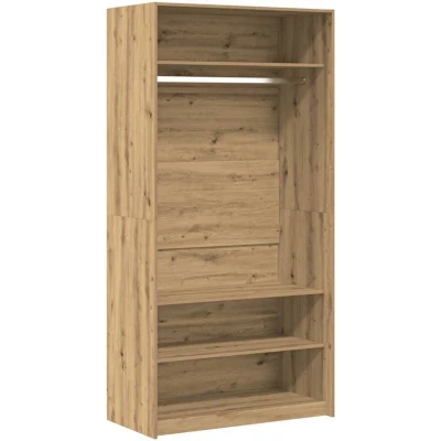 Image of vidaXL Wardrobe Armoire Closet Engineered Wood, Artisian Oak, 100x50x200 cm, 5 Compartments, Living Room Organizer