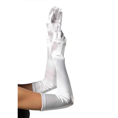 Image of Leg Avenue 16B22002 16B Extra Long Satin Gloves, White, One Size (UK 6 12)