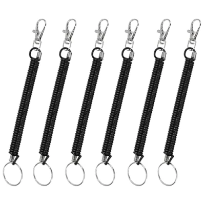 Image of TRKETK 6 Pcs Stretchy Spiral Keyring with Clip Plastic Keychain Spring Key Holder Extending Retractable Safety Theftproof Anti Lost for Mobile Phones Keys Wallets