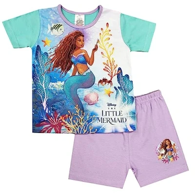 Image of Disney Girls Little Mermaid Short Pyjamas (Little Shorty, 3 4 Years)