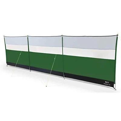 Image of Kampa Steel 4 Pole Windbreak with Window, 5m x 1.4m Windbreaker Sun Shelter Privacy Screen for Outdoor Camping Festival Garden Guy Lines, Pegs and Carry Bag (Fern Green)