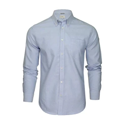 Image of Ben Sherman Men&#039;s Button Down Collar Oxford Shirt, Long Sleeved, Regular Fit (Sky (Embroidered Pocket Logo)) S