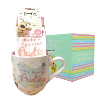 Image of Boofle Special Auntie Mug &amp; Socks Gift Set Cute in Box BOOFMSAU