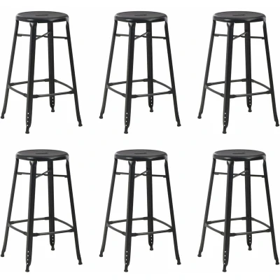 Image of vidaXL Bar Stools 6 pcs Black Steel