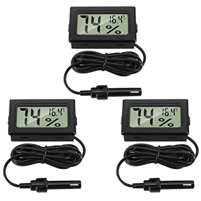 Image of Thlevel Digital Thermometer Hygrometer with Probe Thermometers Temperature Humidity Gauge Meter for Reptile Incubator Poultry Office Living Room 3PCS