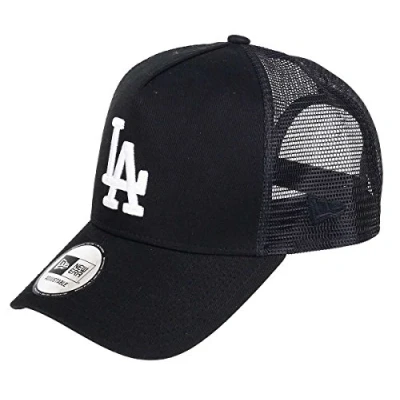 Image of New Era Los Angeles Dodgers A Frame Trucker Cap Black White Edition One Size