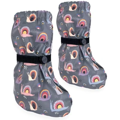 Image of HECKBO Baby rain Booties 3 to 24 Months Waterproof with Fleece Lining Snail Outdoor mud Shoes for Babies &amp; Toddlers