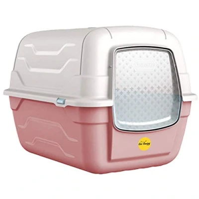 Image of Cat Centre Pink Hooded Litter Tray Box Large Enclosed Loo Indoor Puppy Kitty Toilet