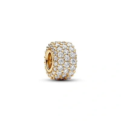 Image of Pandora Moments 14k Gold plated charm with clear cubic zirconia