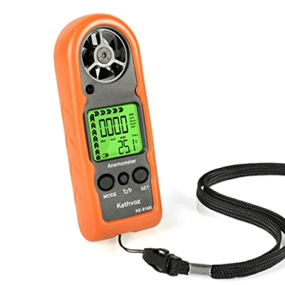Image of Anemometer Handheld Wind Speed Meter, Mini Tester Kethvoz 816B with Max/Average/Current Mode to Measure Air Flow Velocity Temperature for Boat Windsurfing Sailing Outdoor Activities