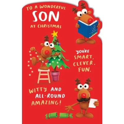 Image of Crackers All Round Amazing Son Funny Reindeer Christmas Greeting Card 558943