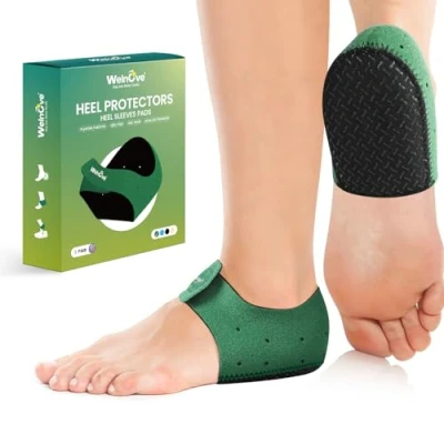 Image of Plantar Fasciitis Heel Protector for Shoes Welnove Anti Slip Cups Women Men Heels Spur Pain Relief Inserts Pads Achilles Tendonitis Dry Cracked Support Cushion (Size L)