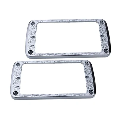 Image of Guyker Metal Flat Humbucker Cover, Pickup Mounting Ring Set Bridge Neck Pickups Frame Replacement Part for Electric Guitar or Precision Bass(2PCS, PR006 Chrome)