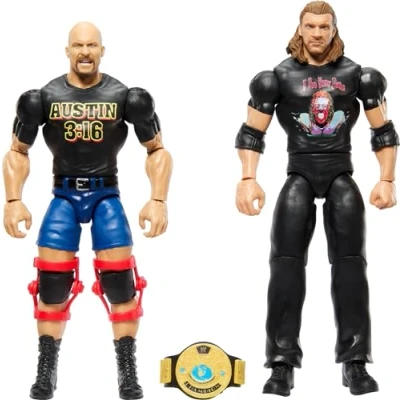 Image of Mattel WWE Championship Showdown Stone Cold Steve Austin &amp; Triple H 2 Pack, HTW03