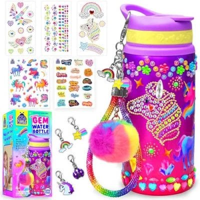 Image of PURPLE LADYBUG Decorate Your Own Water Bottle Craft Kits for Kids Unique Girls Birthday Presents &amp; Great 6 Year Old Girl Gifts Creative Arts and Crafts Age 12 Christmas