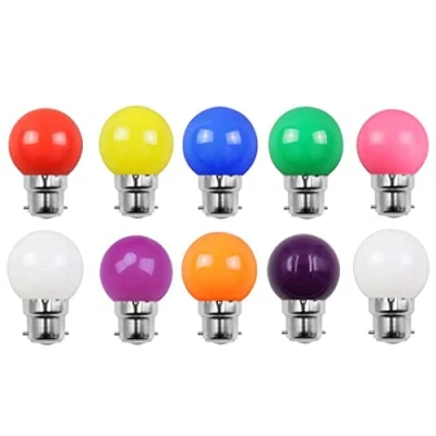 Image of Aiwerttes 10 Pack B22 G45 2W Screw Cap 10Colors LED Light Bulbs,20W Incandescent Bulb Equilavent,Festoon Party Lights for Indoor Outdoor Use,Not Dimmable