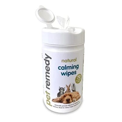 Image of Pet Remedy Natural Calming Wipes for All Pets Tub of 70 Biodegradable