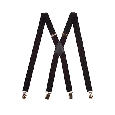Image of Olata Unisex Adjustable Skinny X Shape Clip on Braces/Suspenders with Metal Clips 2.5cm. Navy Blue