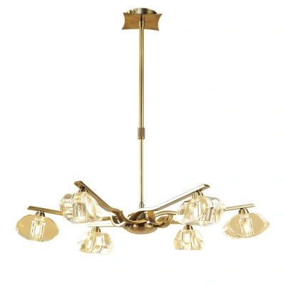 Image of Alfa Telescopic Pendant Convertible To Semi Flush 6 Light G9, Antique Brass